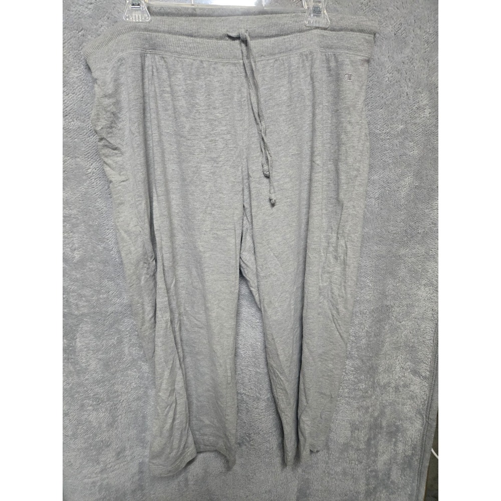 Champion Womens Heather Gray Jersey Knit Drawstring Capri Sweatpants Size L